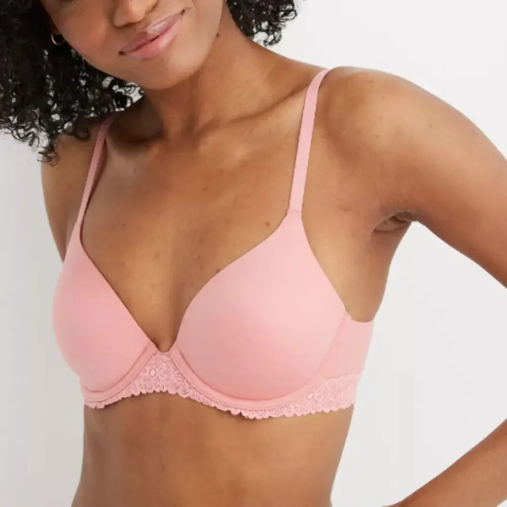 NWT AERIE Sunnie‎ Full Coverage Lightly Lined Blossom Lace Bra Marled Pale Pink